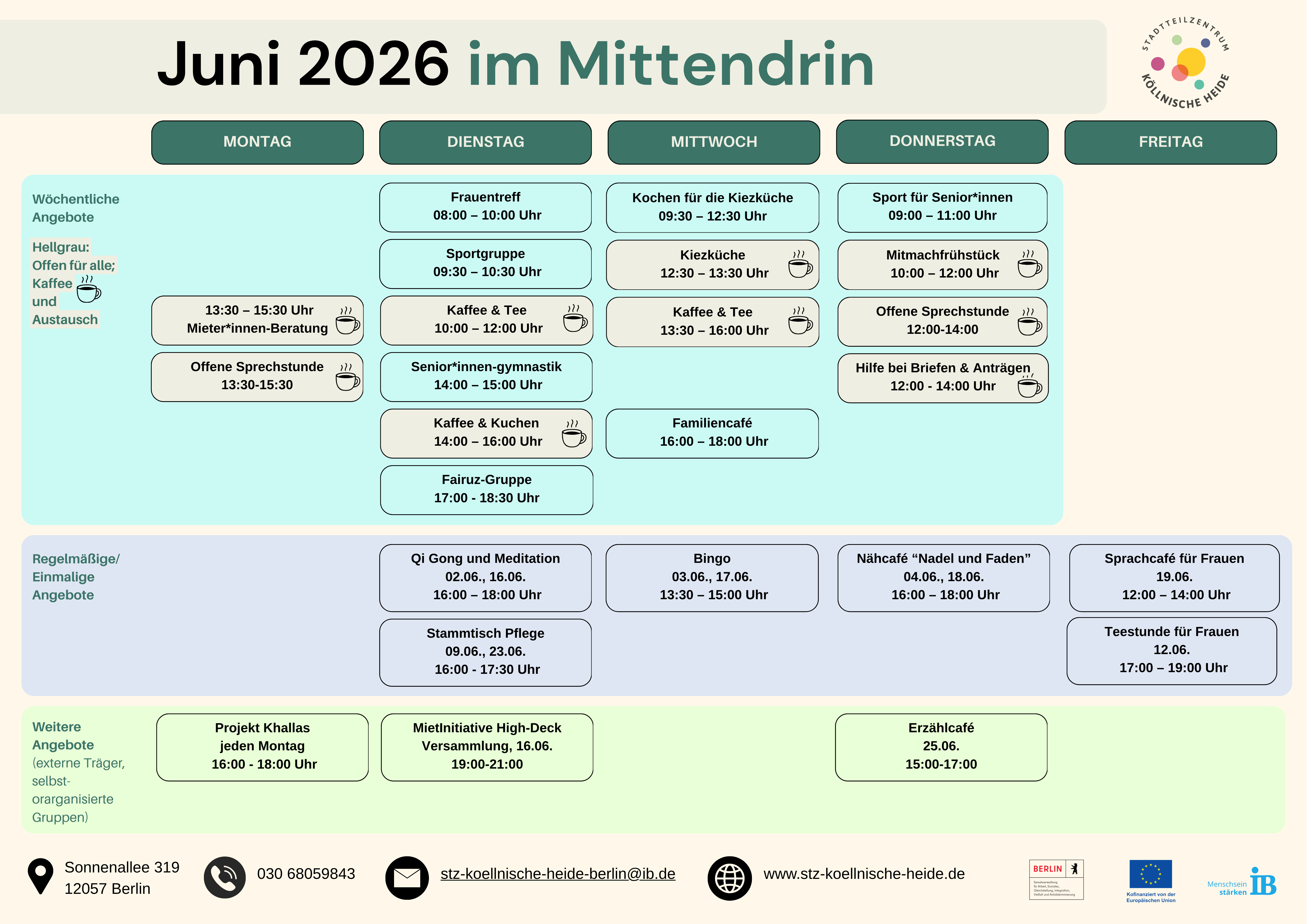 Monatsplan Juni 2026 für das STZ Köllnische Heide