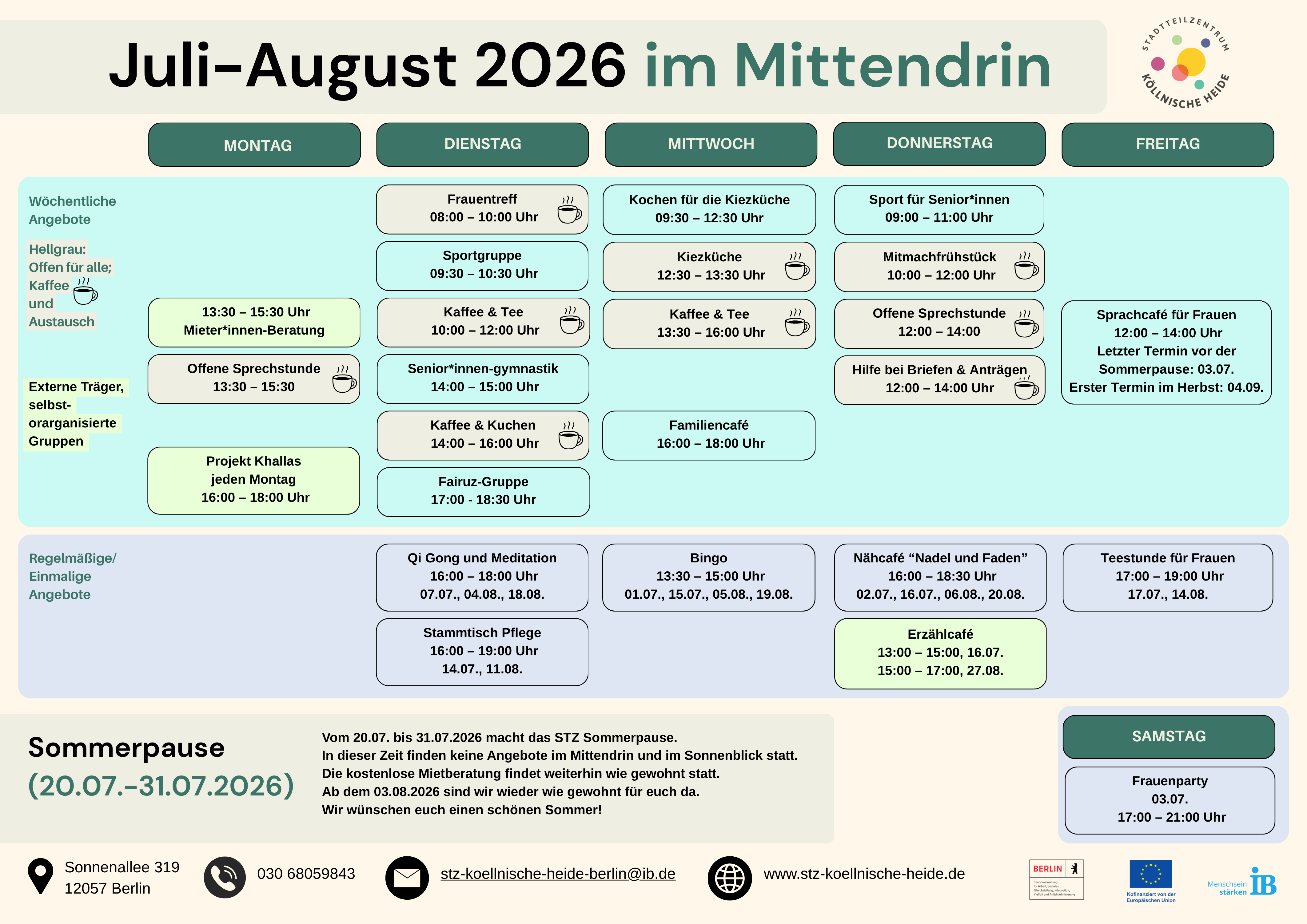 Monatsplan Juni 2026 für das STZ Köllnische Heide